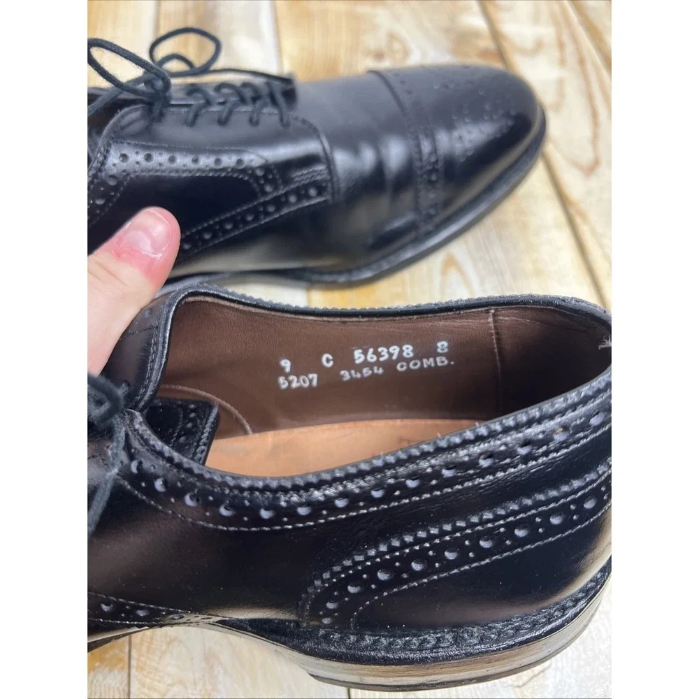 Allen Edmonds ‎ Mens 9 C Sanford Black Leather Cap Toe Dress Oxford w/Box